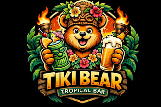 make awesome unique tiki ber mascot logo design with company