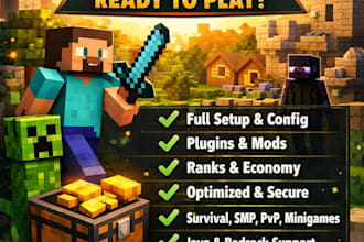 develop a minecraft server for you