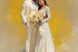 design couple portrait wedding portrait illustration