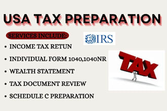 prepare US individual tax return form 1040 1040nr and schedule c
