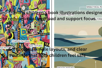 create neurodivergent  educational visuals and storybook art