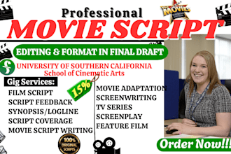 write, edit movie script screenwriting screenplay film script as script writer