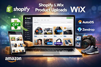 upload shopify cj zendop autods  products seo dropshipping wix store listing