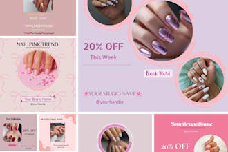 design editable instagram posts for nail and beauty salon