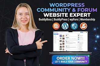 build membership site, community site, forum, with wordpress, buddyboss, wpforo