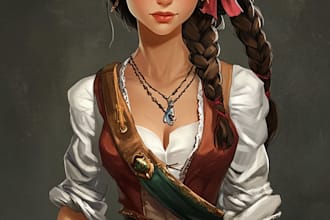 do a 2d character design and concept art for your game