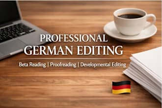 beta read, developmental edit, proofread your german manuscript for publication