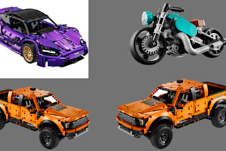 model high detail lego moc cars, house and bikes with step by step instructions