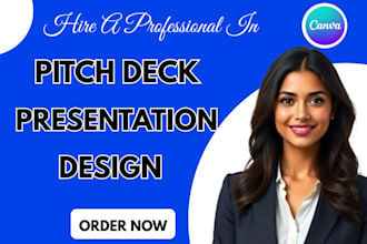 redesign pitch deck, powerpoint presentation, google slides and canva