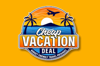 design tourist vacation beach mountain travel agency logo