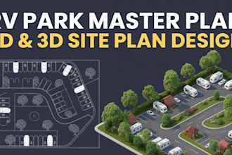 design professional rv park layout, campground master plan, and 2d 3d site plan