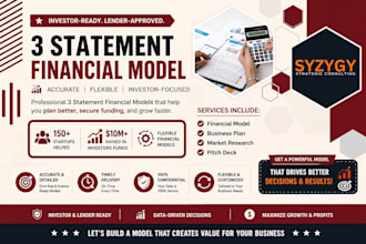 make 3 statement financial model, financial model, business valuations