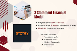 make 3 statement financial model, financial model, business valuations