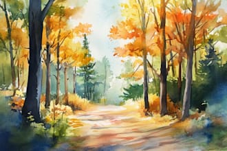 illustrate a watercolor landscape illustration