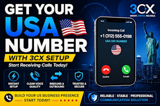 provide USA did number with 3cx setup and only usa did number