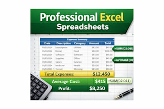 create professional excel spreadsheet with formulas