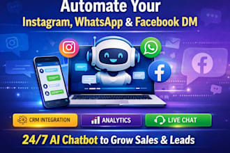build manychat chatbot automation for instagram, facebook and whatsapp