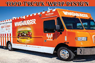 design eye catching food truck wrap with 3d mockup