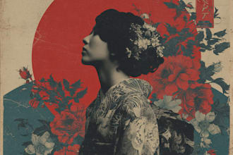 design a vintage japanese vinyl style album cover