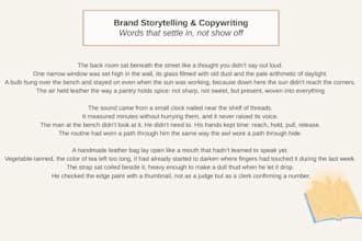 write atmospheric brand story and about page copy