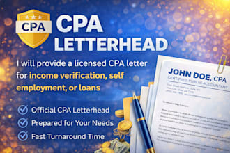 provide a licensed CPA letter for income verification, self employment
