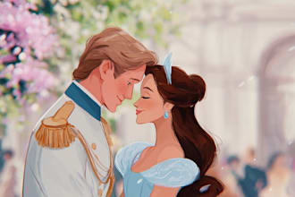 draw you as a romantic disney style couple portrait