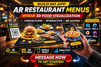build no app ar restaurant menus webar food visualization, contactless 3d dining