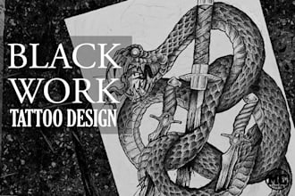 design a custom dark tattoo or blackwork tattoo design