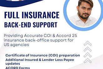 prepare commercial insurance coi, acord ,worker compensation and endorsment