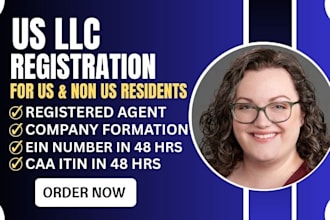 register your US llc, ein and provide registered agent in delaware or wyoming
