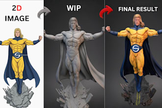 convert 2d image or sketch to printable 3d model, 2d character image to stl 3mf