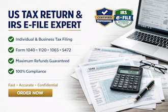 prepare and efile us tax return business tax and income tax return for irs