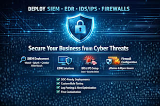 deploy security solutions siem, edr, ids, ips, and firewalls