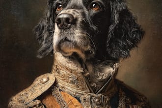 create custom royal pet portrait in high quality