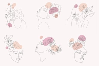 draw minimalist female line art in boho aesthetic style for you