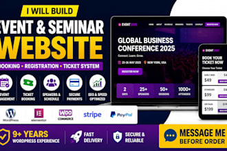 design a wordpress event, conference or seminar website with booking system