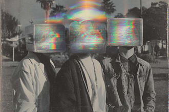 do vintage futuristic and trippy cover album for your music