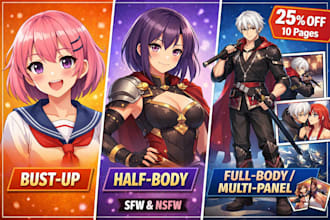 draw anime manga comic or webtoon art sfw and nsfw full color