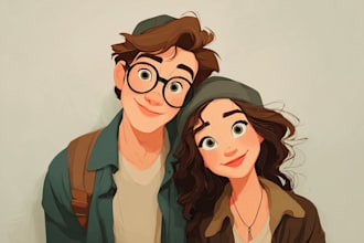 draw you and your partner as a fairytale disney couple