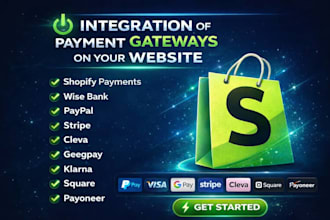 configure shopify payments, paypal, and stripe integration
