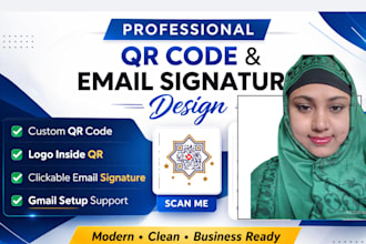 create qr code design and html email signature for business