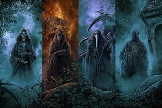 draw dark art, gore, horror, metal album art illustration