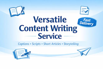 be your versatile content writer for captions, articles, and copywriting