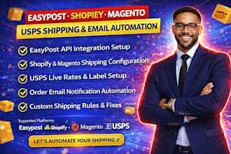 easypost,shopify,magento,usps order email notifications,custom order, shipping