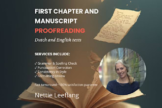 proofread the first chapter of your dutch or english manuscript