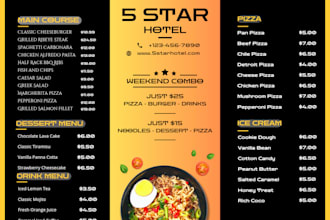 do professional restaurant menu and food flyer design