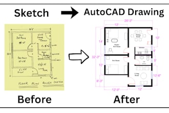 convert PDF, sketch or image to autocad 2d drawing