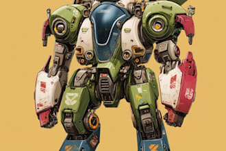 draw your mecha, armor character, oc, tokusatsu, fanart, in anime chibi style