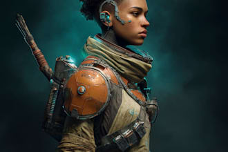 make cyberpunk sci fi robot, mecha character concept art