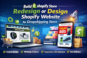build shopify store redesign or design shopify website for droshipping store